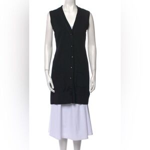 Anne Fontaine Black Knit Sleeveless Cardigan Vest